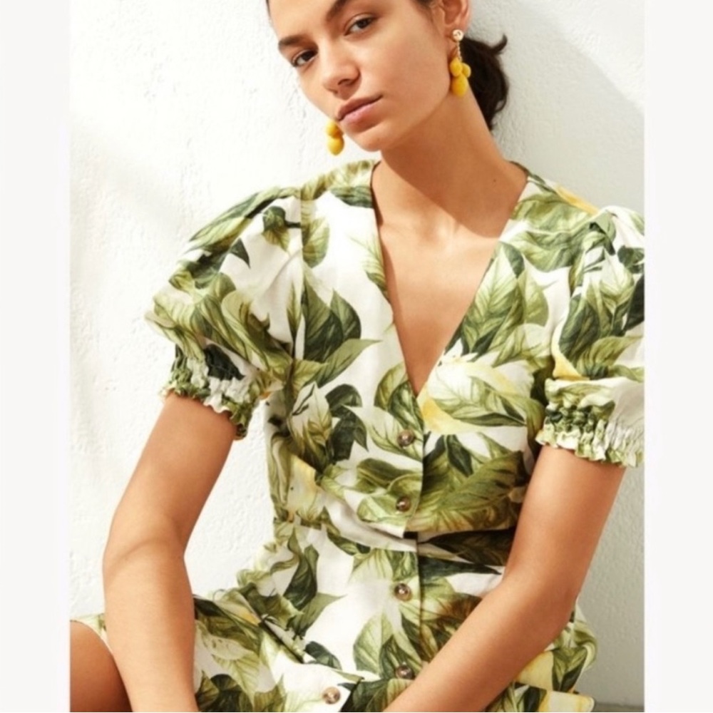 🍋 Lemon pattern linen-blend dress - perfect condition, perfect for Summer!